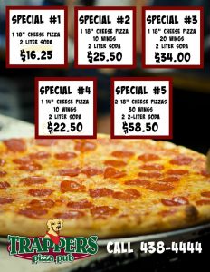 Trappers Pizza Specials