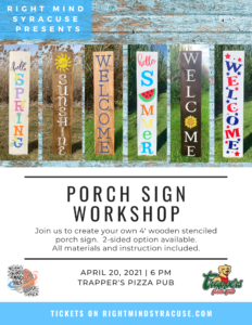 Porch Sign Workshop at Trapper's Pizza Pub